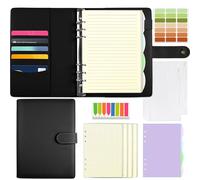 Qefuna Carpeta de anillas recargable A5 con 180 hojas recargables, bolsillos y separadores, Cuaderno para hombres y mujeres,negro