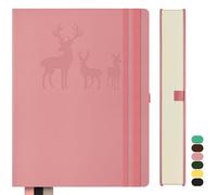 Qefuna Cuaderno B5 de rayas, Bullet Journal B5 grueso bloc de notas, 300 páginas, 100gsm de papel rayado para las mujeres los hombres de oficina diario de la escuela, 19 x 25.5cm, Rosa