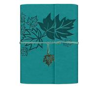 Qefuna Cuaderno De Cuero Sintético Vintage A5, Carpeta De Anillas Rellenable, Diario De Viaje(Turquesa)