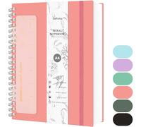 Qefuna Cuaderno de Puntos A4,Bullet Dot Journal,Cuaderno de Espiral de 300 Páginas,Papel Antitinta de 100 g/M²,Tapa Dura de PVC,con Regla,Bolsillos Ampliables,Bandas Elásticas,21x 28 cm - Rosa