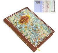 Qefuna Cuaderno Vintage A5 Con 16 Colores Impresos, Tapa Dura Con Relieve, 128 Hojas/256 Páginas, Papel De 100 G/M², Agenda Para Hombre Y Mujer (Rojo)
