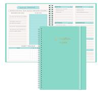Qefuna planificador semanal, planificador de citas A5, calendario de citas semanales con la lista de tareas pendientes, PP Shell, 104 páginas de papel de 100 gramos, (Azul Verde)