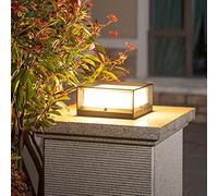 QEGY LED Lámpara de Pilar de Poste Exteriores, Plaza Negro Luces de Camino Aluminio Para Valla Paisaje,Impermeable, Blanco Cálido Lámpara de Columna de Postede Acrílico Para Jardín Patio,L