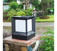 QEGY Moderno LED Farola de Jardín Blanca Cálida, Clasica Cuadrada Luces de Camino Impermeable, E27 Acrílico Lámparas de Cabeza de Columna con Base, Luz de Paisaje Para Valla,M