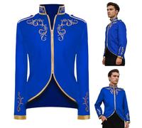 QEKFDOV Disfraz de príncipe para hombre, abrigo gótico steampunk, ropa medieval victoriana retro, abrigo de Halloween para cosplay (azul, 2XL)