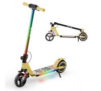 Qekud S5 Patín Eléctrico para Niños, Scooter Eléctrico Plegable con Luz LED, Llantas Todo Terreno de 6,5", Velocidad Máx. 14 km/h, para 6-14 Años, Amarillo