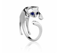 QELUNA NATURA Anillo de Plata figura de Pantera ajustable unisex - anillo minimalista y delicado, diseño felino abrazando el dedo, regalo original de joyería para amantes de los animales