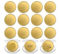 QENETY 15 monedas de desafío en blanco de 40 mm con patrón de grabado láser, etiquetas redondas con borde roscado con caja de protección transparente para manualidades, cumpleaños, día de San