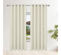 QENHYUN Cortinas Salon 1 Piezas 440 x 340 cm Poliestere Resistente, Termica Isolante 100% Tende Termiche con Anelli per Camera da Letto e Soggiorno, Beige