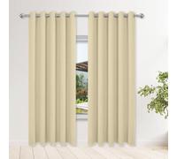 QENHYUN Cortinas Salon 1 Piezas 440 x 400 cm Poliestere Resistente, Termica Isolante 100% Tende Termiche con Anelli per Camera da Letto e Soggiorno, Color Crema