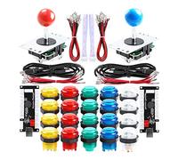 Qenker Juego de arcade LED para 2 jugadores, para USB MAME PC y Raspberry Pi, 2 joysticks, 20 botones LED, 2 codificadores de retardo cero (color mezclado)