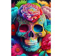QENSPE 5D Diamond Painting Calavera Pintura Diamante Animación Colorido Diamond Painting Kit Completo para Adultos Principiantes, DIY Cuadro Diamantes Kit Punto de Cruz para Decoración Hogar 30x40cm