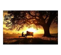 QENSPE 5D Diamond Painting Kit Árbol Grande - 70x40cm, Pintura Diamante Paisaje Crepuscular para Adultos, Kit Bordado Art Diamante Redondo Completo DIY Punto de Cruz de Diamantes Arte Pared Decoración