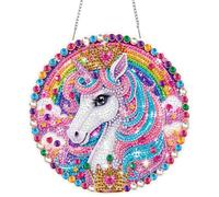 QENSPE Diamond Painting - Decoración para ventana de adultos - unicornio | Colgante de perlas 3D con forma especial con cadena de metal, regalo para manualidades, ventana, puerta