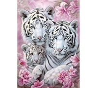 QENSPE Diamond Painting Tigre Blanco Pintura de Diamantes 5D Kit de Pintura de Diamantes Adultos Animales Diamante Completo Arte Pintura Bordado Juego de Punto de Cruz Cuadros Juego Decoración de
