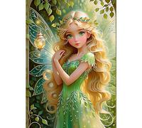 QENSPE DIY 5D Hada Diamond Painting Kit Completo, Niña Diamond Art para Niños Adultos, Mariposa Pintura Cuadro Diamante, Rhinestones Bordado Punto de Cruz para Decoración Hogar 30x40cm