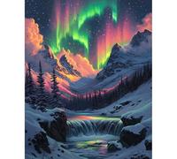 QENSPE Kit de Pintura por Números para Adultos, Aurora Paint by Numbers, Iceberg Pintar Números Pintura Acrílica al Óleo para Decor de Paredes Hogar (40x50 cm) Sin Marco