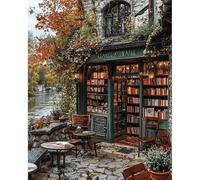 QENSPE Kit de Pintura por Números para Adultos, Cafetería Paint by Numbers, Ribera Pintar Números Pintura Acrílica al Óleo para Decor de Paredes Hogar (40x50 cm) Sin Marco