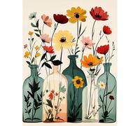 QENSPE Kit de Pintura por Números para Adultos, Jarrón Paint by Numbers, Margaritas Pintar Números Pintura Acrílica al Óleo para Decor de Paredes Hogar (40x50 cm) Sin Marco