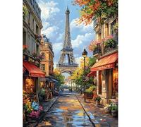 QENSPE Kit de Pintura por Números para Adultos, Torre Eiffel Paint by Numbers, París Pintar Números Pintura Acrílica al Óleo para Decor de Paredes Hogar (40x50 cm) Sin Marco