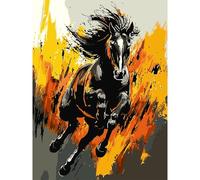 QENSPE Pintar por Numeros Adultos, DIY Pintura por Números, Kit de Pintura al óleo de Lienzo para con Pinceles, Paint by Numbers Kit 40 x 30cm, Caballo Abstracto