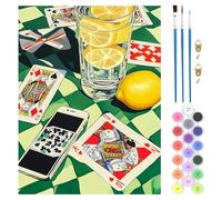 QENSPE Pintar por Numeros para Adultos, Kit de Pintura al óleo Principiantes DIY Paint by Numbers para Decorazione Casa Muro, Sin Marco, 40x50 cm (Fiesta de Póquer)