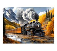 QENSPE Tren de Vapor Diamond Painting Kit Completo, Dibujos con Diamantes Paisaje Diamond Art Cuadro para Adultos, 5D DIY Diamant Bordado Punto de Cruz para Decoración Hogar 30x40cm