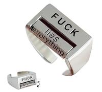 QEOTOH Anillo Spinner Ring de Control de Estado de Ánimo Rotatorio 'Fuck', Regulable, Plateado, Perfecto para Hombres y Mujeres, Regalo Divertido