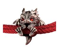 QEOTOH Cute Silver Dragon Bracelet, Handmade Braided Dragon Baby Bead Bracelet, Adjustable Dragon Lucky Charm Bangles, Personalized Animal Jewelry Gift for Men Woman (Red Eyes)