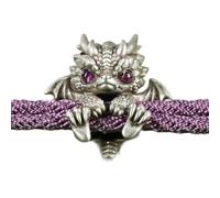 QEOTOH Cute Silver Dragon Bracelet, Handmade Braided Dragon Baby Bead Bracelet, Adjustable Dragon Lucky Charm Bangles, Personalized Animal Jewelry Gift for Men Woman (Purple Eyes)
