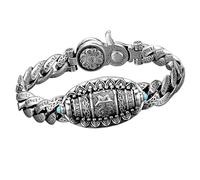 QEOTOH Tibetan Six-Character Mantra Luck Bracelet, Transfer Rotating Nine-Eyed Dzi Bead Bracelet, Good Luck Meditation Bangle Bracelet Tibetan Feng Shui Bracelet Gift for Men & Women (18cm/7.09in)