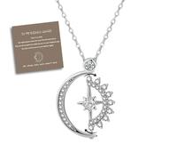 QEOTOH To My Badass Squad Necklace - We Always Have Each Other's Back, Rotatable Sun and Moon Necklace, Friendship Jewelry Gifts for Bestie, Best Friends (Silver)