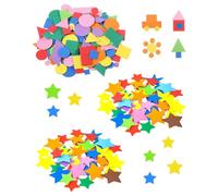QEQSHQO 3 Packs Pegatinas Goma EVA Adhesiva (1 Geometría + 2 Estrellas) Colores, Formas de Goma Espuma Autoadhesivas para Manualidades Infantiles, Scrapbooking y DIY Creativo sin Ensuciar