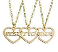 QEQSHQO 3 Piezas Best Friends Forever BFF Plata corazón Clave Colgante Collar Conjunto Amistad Accesorios Cadenas BFF