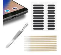 QEQSHQO Kit de 30 unidades de protectores a prueba de polvo, compatibles con iPhone 15 Pro Max, actualizaciones de malla, cubierta adhesiva antipolvo, con enchufe (Negro)