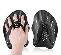 QEQSHQO Palas de Natación para Adultos, 1 Par Negras de Silicona con Correas Ajustables, Ideales para Entrenamiento en Piscina y Mejora de Técnica.
