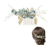 QEQSHQO Tocados de pelo boda verde - Tocado novia boda con flores y cristales - Elegante adorno para novias y ocasiones especiales