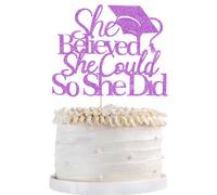 Qertesl She Believed She Could So She Did Cake Topper 2025 Graduation Cake Topper Graduation Decorations for Girls 2025 High School/College/University