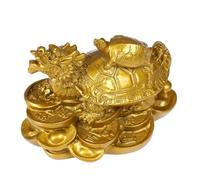 Qerwsdty 1 Pieza de Estatua de Tortuga Dragón Feng Shui Dorada, Figura de Moneda, Dinero, Riqueza, Suerte, Decoraciones de Oficina