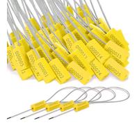 Qerwsdty 120 precintos de cable de acero, sellos de seguridad de metal, precintos de metal numerados para remolques, etiquetas de seguridad, etiquetas a prueba de manipulaciones, amarillo