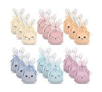 Qerwsdty 18 bolsas de regalo de conejo de Pascua con cierre de cordón, 6 colores