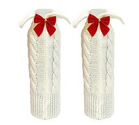 Qerwsdty 2 unidades de Navidad botella de vino cubierta de punto de vino suéter vestido de cubierta para Navidad cena mesa decoración del hogar, B