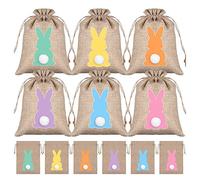 Qerwsdty 24 Bolsas de Regalo de Arpillera para el DíA de Pascua, Bolsas de Regalo para el DíA de Pascua, 6 X 4 Pulgadas