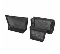 Qerwsdty 3 unids/set negro transparente cosméticos bolsa belleza lavado maquillaje caso