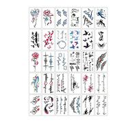 Qerwsdty 30 Unids/Set Pegatina Engomada de Tatuaje Temporal Oscuro Sexy Pegatina Engomada de Tatuaje Falso Tatuaje Temporal a Prueba de Agua