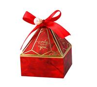 Qerwsdty 50 cajas de cartón para regalo de boda, cumpleaños, caja de embalaje, con decoración de baños, color rojo