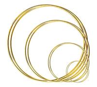 Qerwsdty 8 Piezas de Floral de Metal, Aros de Macramé Dorados para Decoración de Bodas y Manualidades para Colgar en la Pared con Atrapasueños