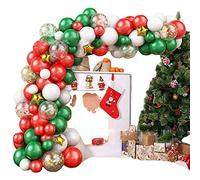 Qerwsdty 87 Uds. Juego de Guirnaldas de Globos de Navidad Rojo y Verde Conjunto de Tema de Fiesta Festivo Fondo Globos Fiesta de Navidad