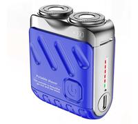 Qerwsdty Afeitadora de Barba, Afeitadora Eléctrica Recargable, Cortador Magnético de Doble Anillo, Mini Afeitadora Eléctrica, Afeitadora de Viaje Azul