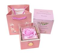 Qerwsdty Caja de Anillo Que Gira 360° Joyero de Terciopelo Caja DíA de San ValentíN DíA de la Madre para Regalos RomáNticos, Rosa